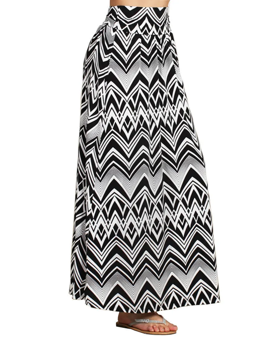 Maxi Skirt Convertible Dress Black White Tribal