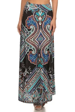 Maxi Skirt Elegant Paisley Goddess Black