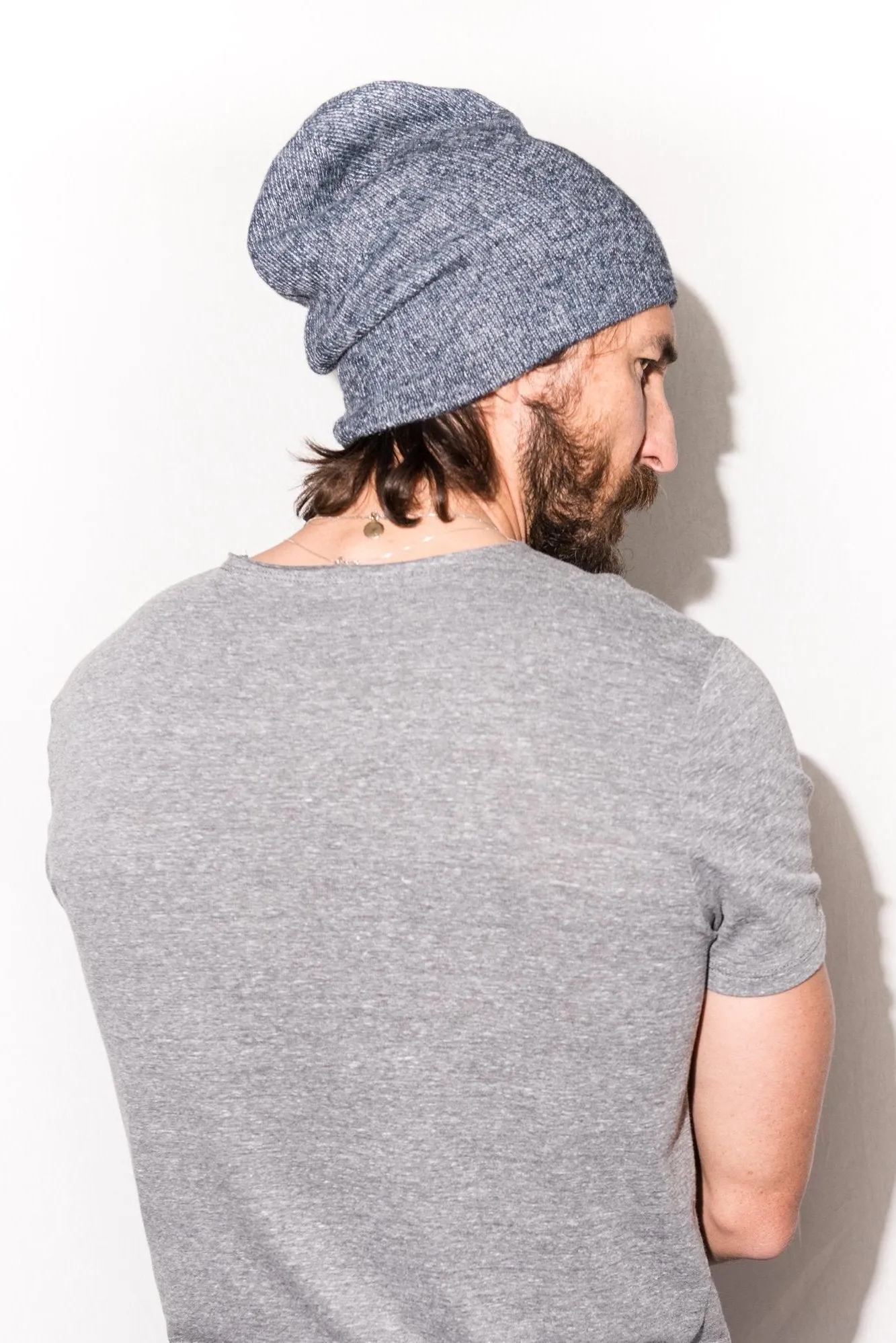 Melange Knit Beanie Cap - Long