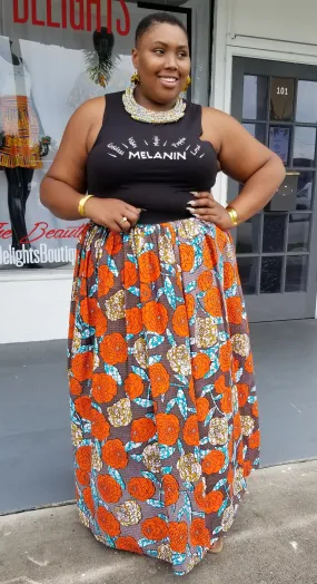 Melange Mode African Flower Maxi Skirt