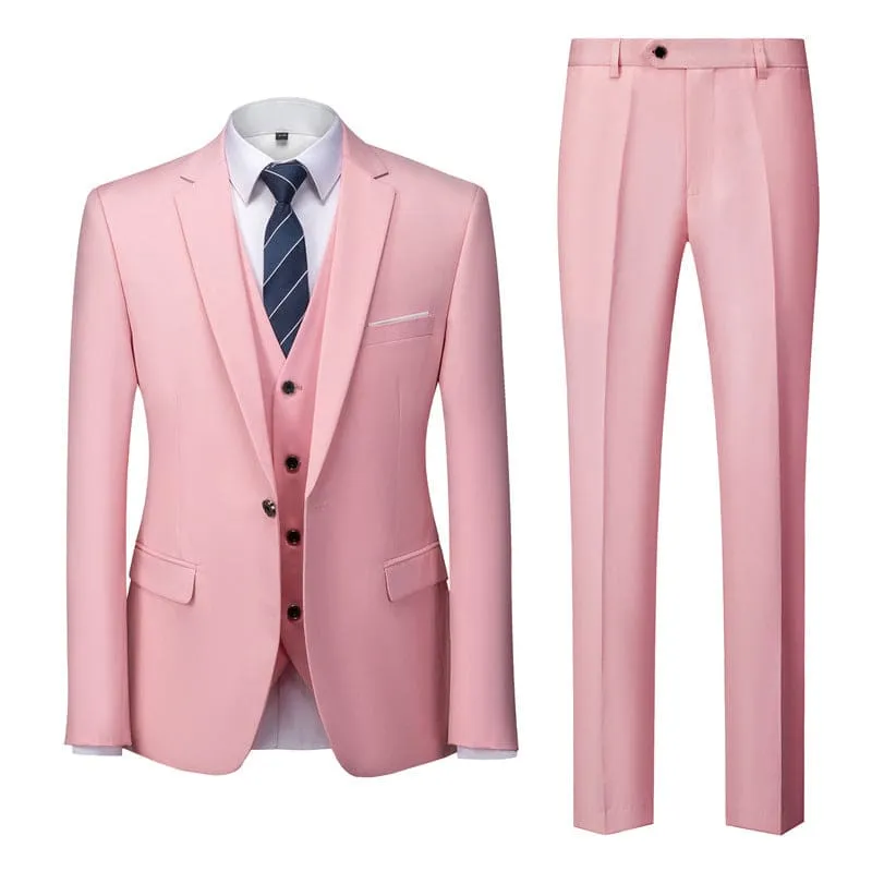 Men 3-Piece Blazer & Vest & Slant Pocket Tailored Pants Set