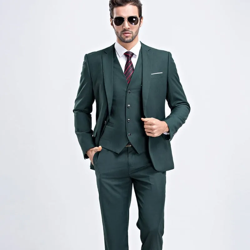 Men 3-Piece Blazer & Vest & Slant Pocket Tailored Pants Set