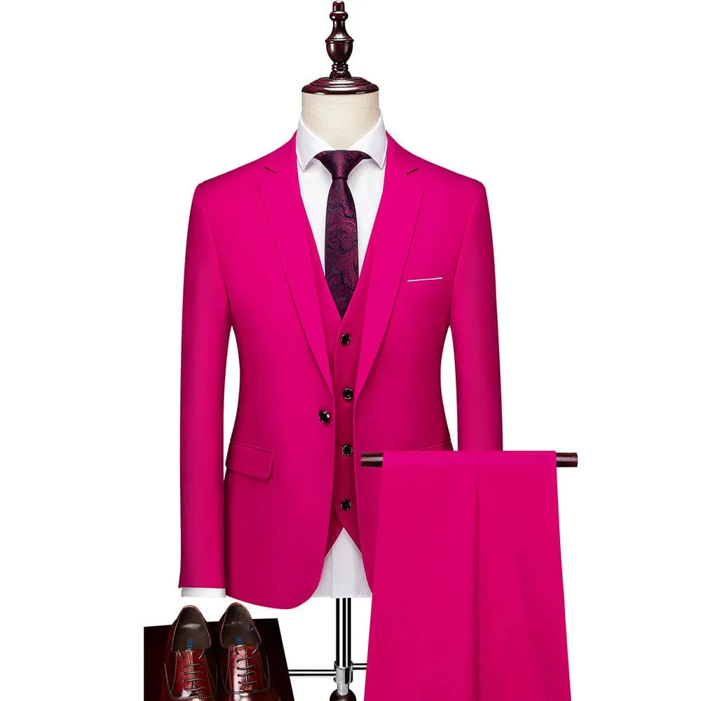 Men 3-Piece Blazer & Vest & Slant Pocket Tailored Pants Set