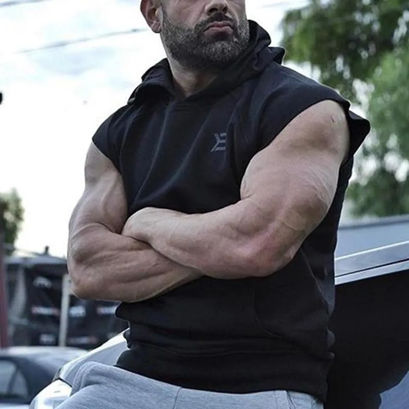 Men's Casual Sports Hooded Sleeveless T-shirt