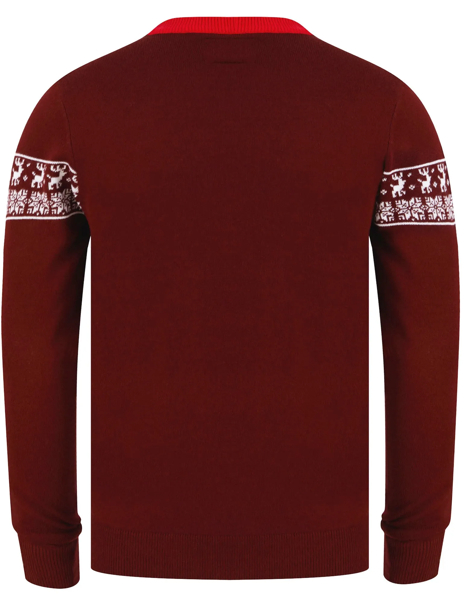 Men's Santa Ho Ho Ho Motif Novelty Christmas Jumper in Claret - Merry Christmas