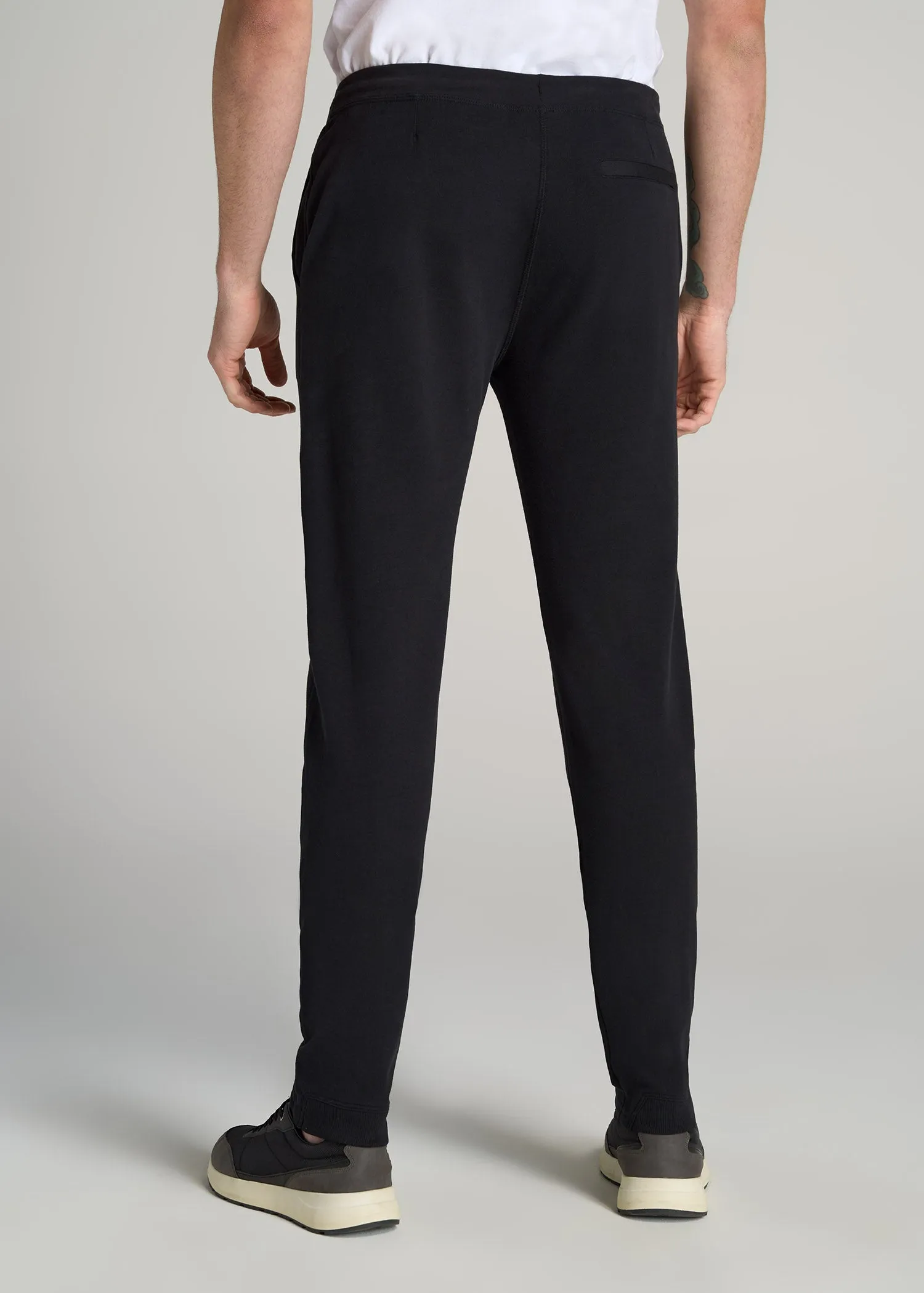 Microsanded French Terry Sweatpants for Tall Men in Black