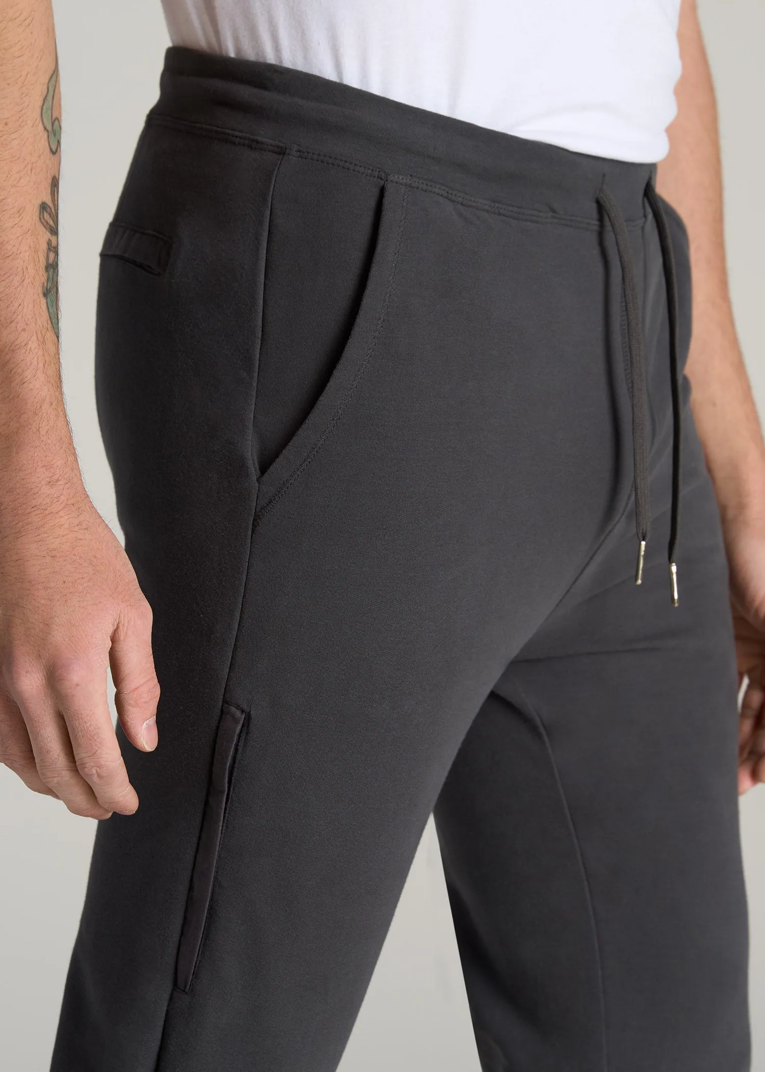 Microsanded French Terry Sweatpants for Tall Men in Iron Grey