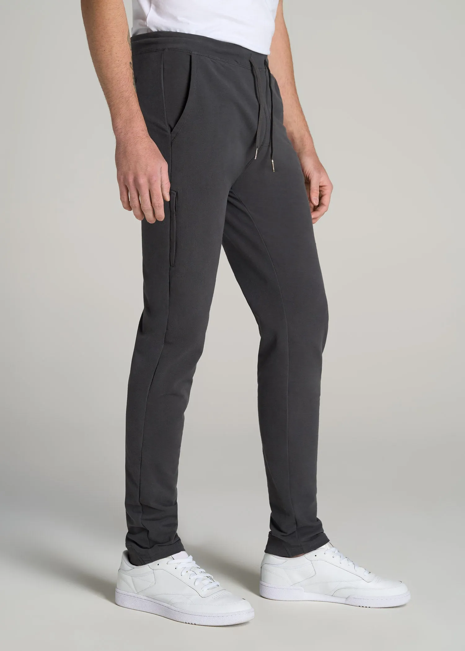 Microsanded French Terry Sweatpants for Tall Men in Iron Grey