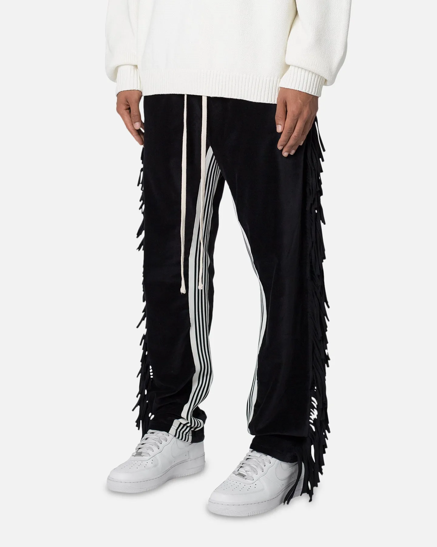 MNML Fringe Velour Sweatpants Black