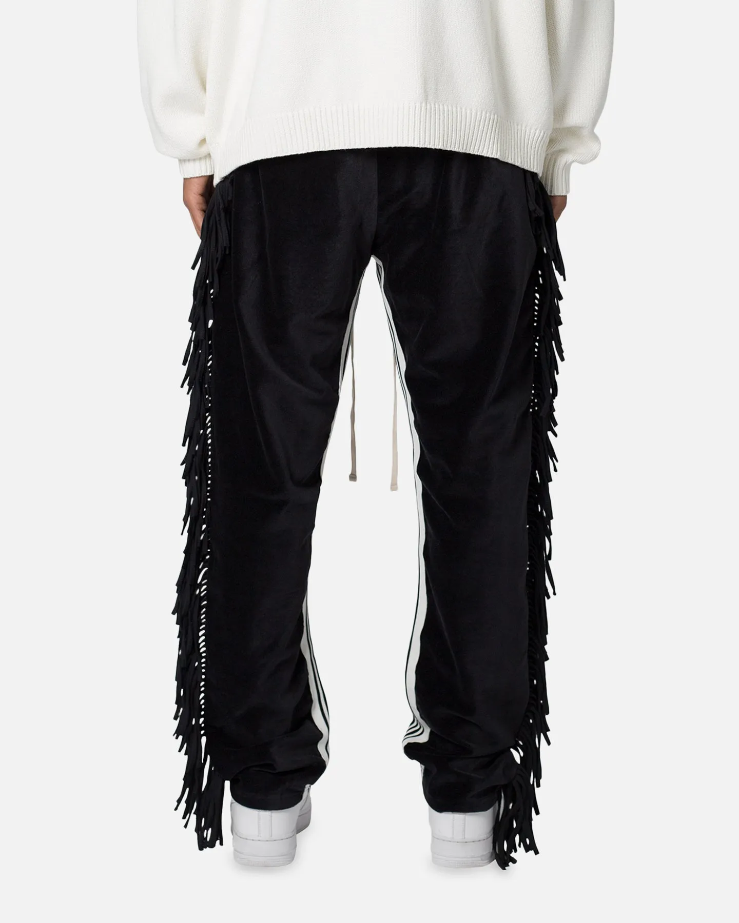 MNML Fringe Velour Sweatpants Black