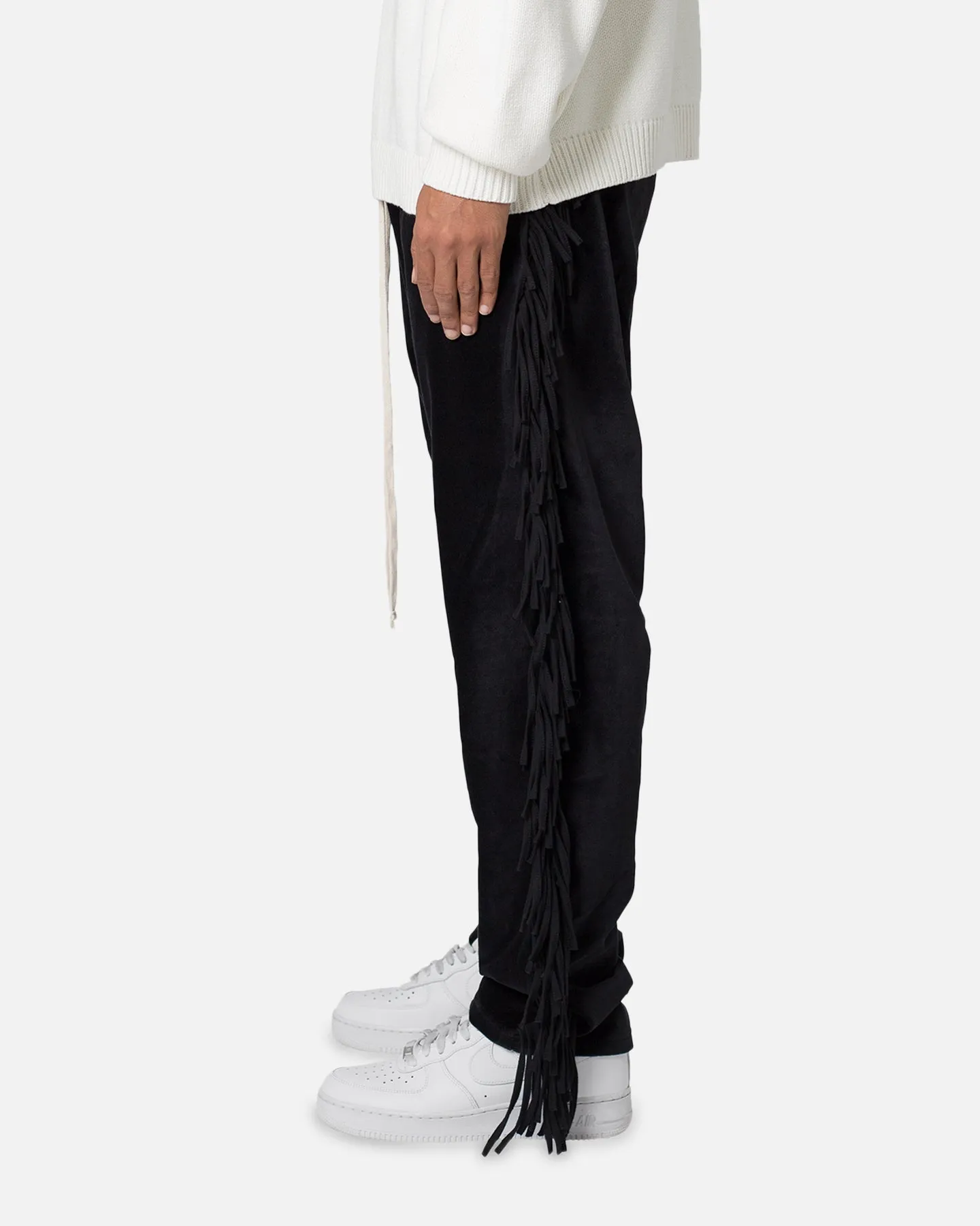 MNML Fringe Velour Sweatpants Black