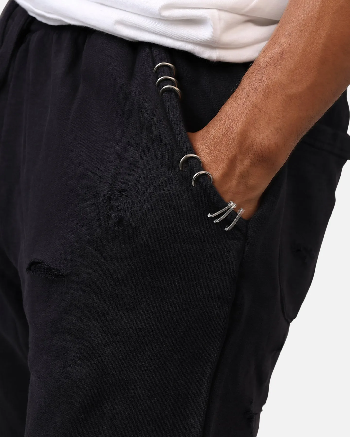 MNML Metal Ring Flared Sweatpants Black