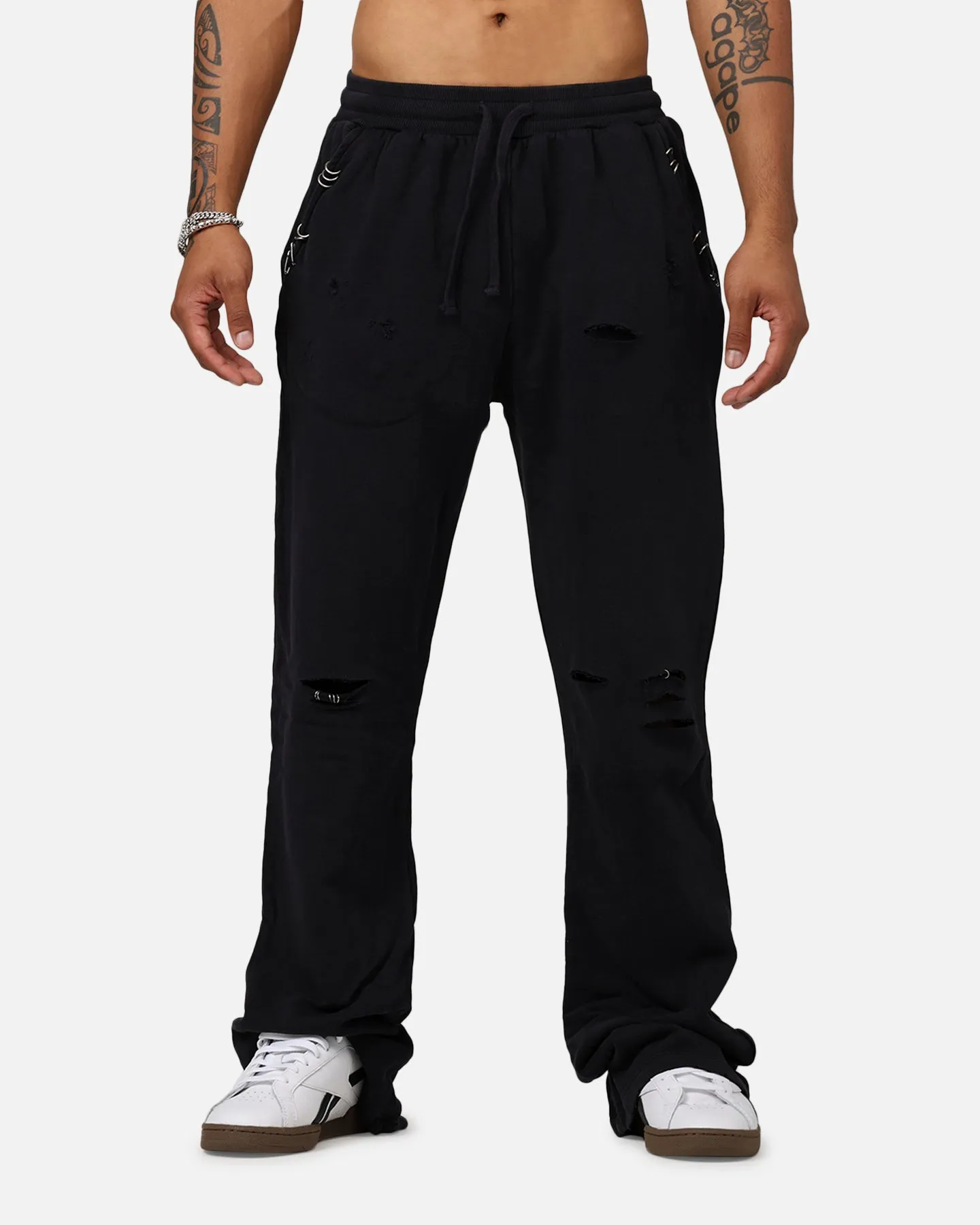 MNML Metal Ring Flared Sweatpants Black