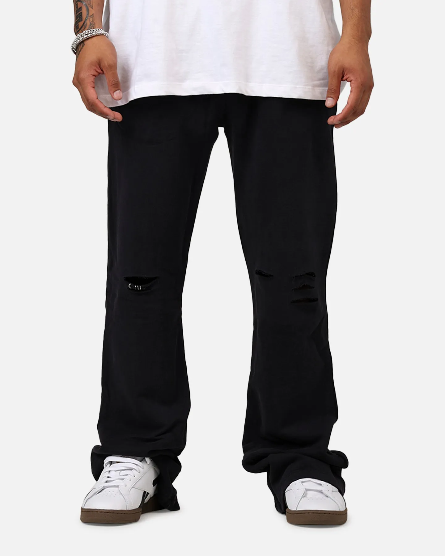 MNML Metal Ring Flared Sweatpants Black