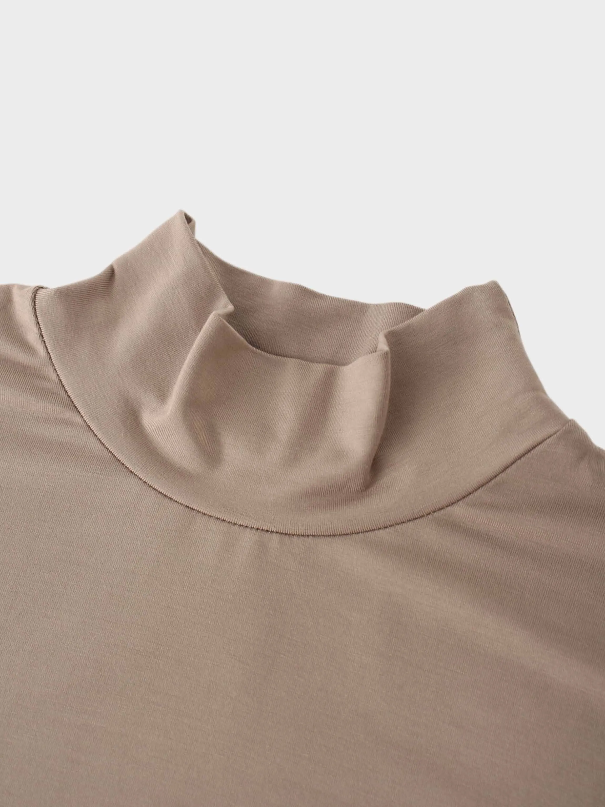 Modal Turtleneck Long Sleeve-Taupe