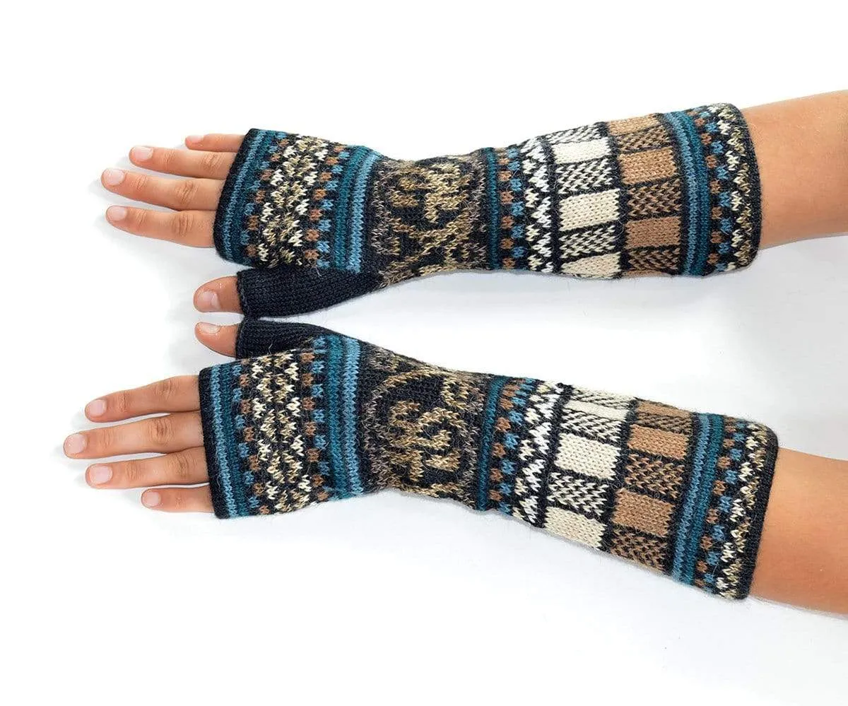 Navajo Women's Fingerless Alpaca Gloves