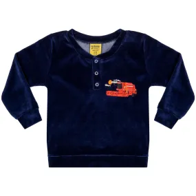 Navy Velour Sweatshirt - 1 Left Size 7-9 years