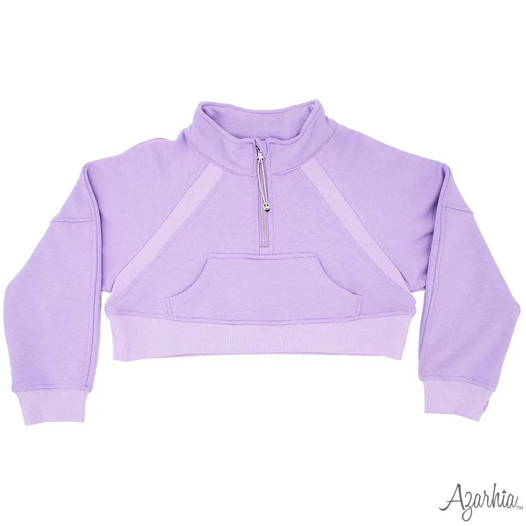 Oversized Cropped 1/4 Zip Sweatshirt in Lavender