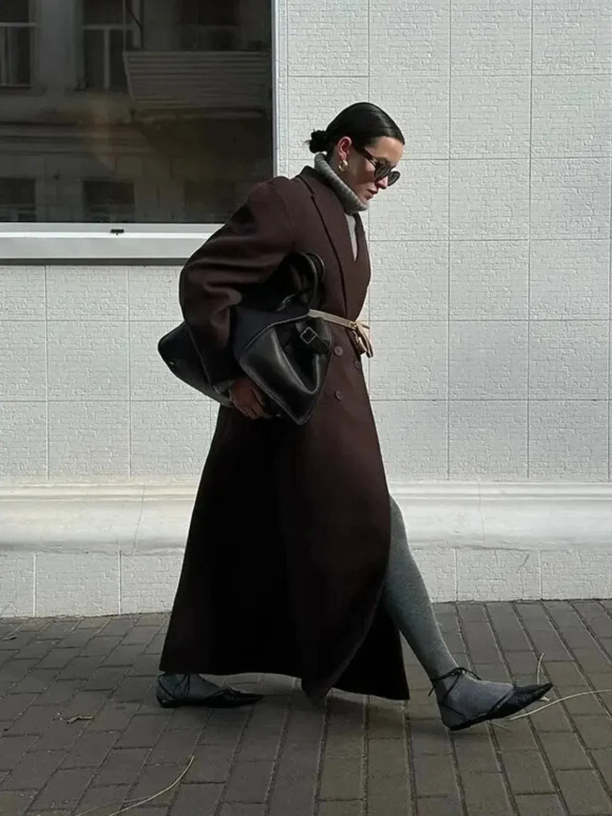 Oversized Double-Breasted Wool Trench Coat