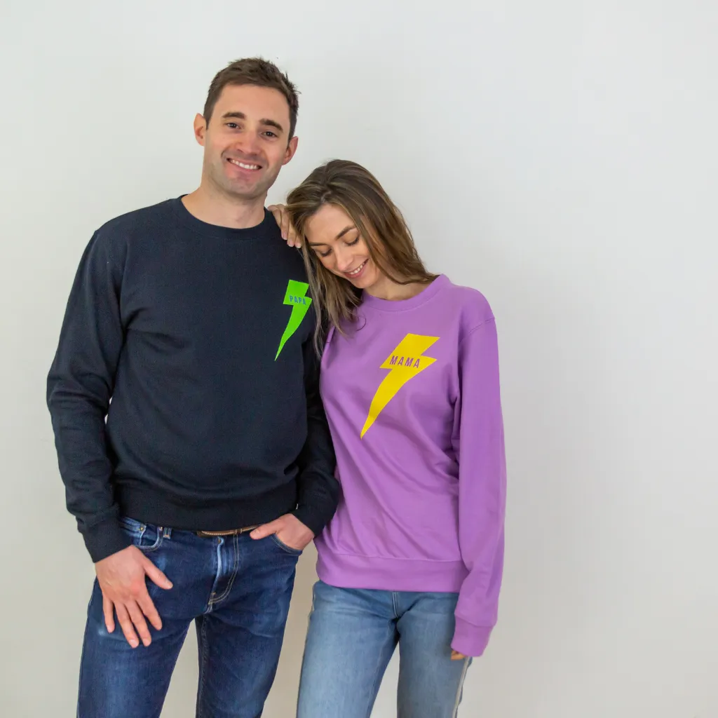 Papa lightning bolt sweatshirt in Navy