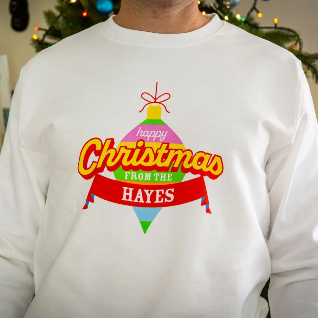 Personalised White Bauble Sweatshirt