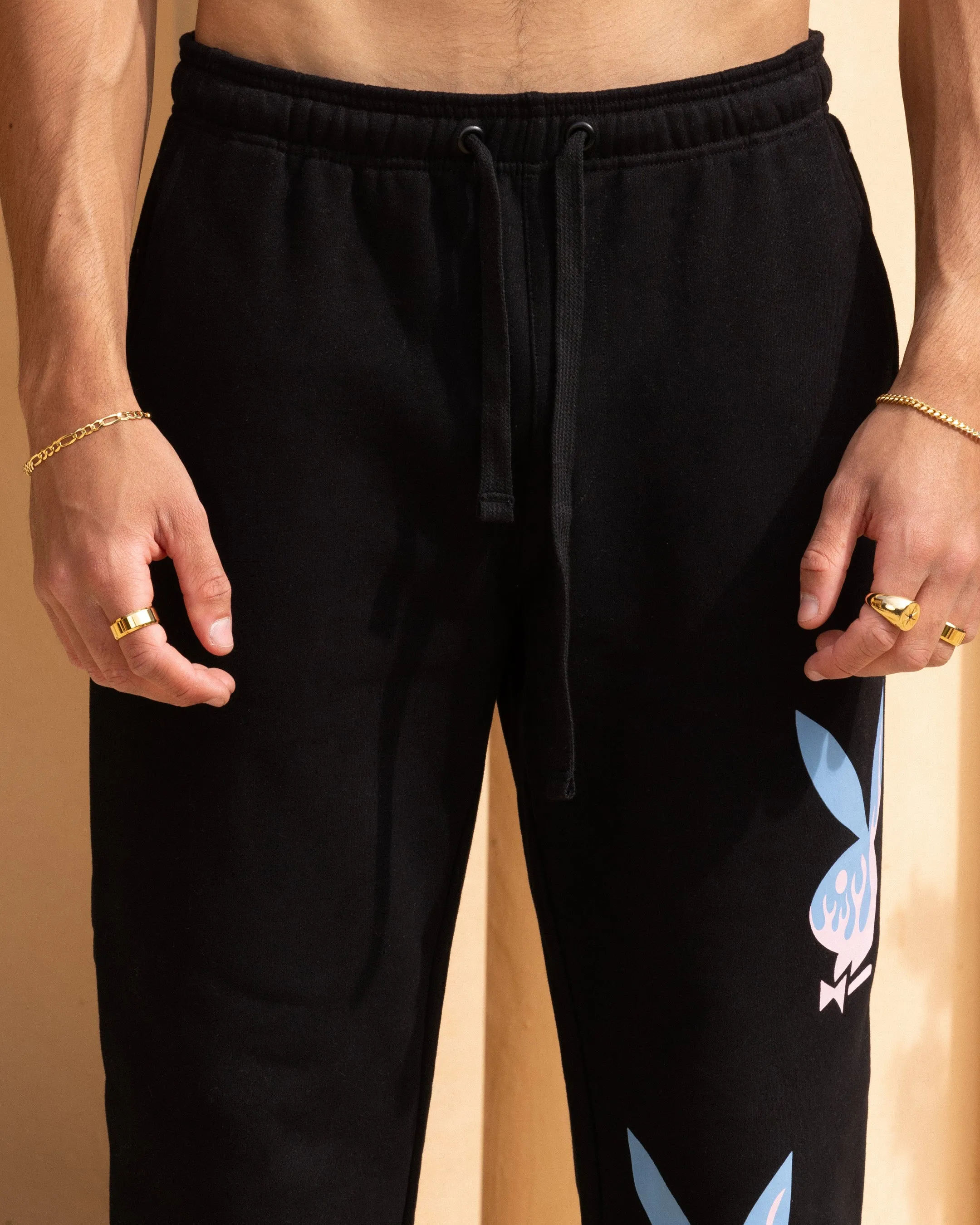 Playboy By Culture Kings Lit Bunny Track Pants Black