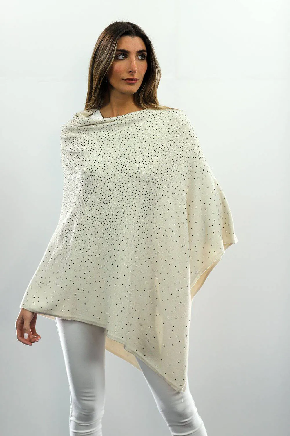 Poncho With Embellishments - Ivory