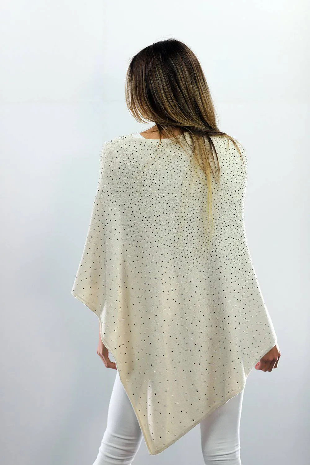 Poncho With Embellishments - Ivory