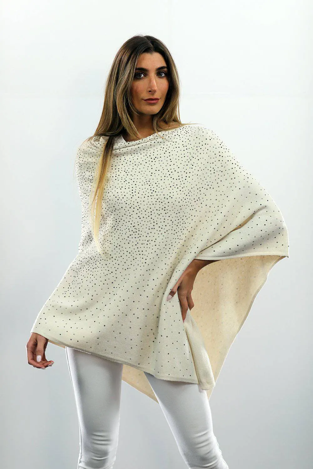 Poncho With Embellishments - Ivory