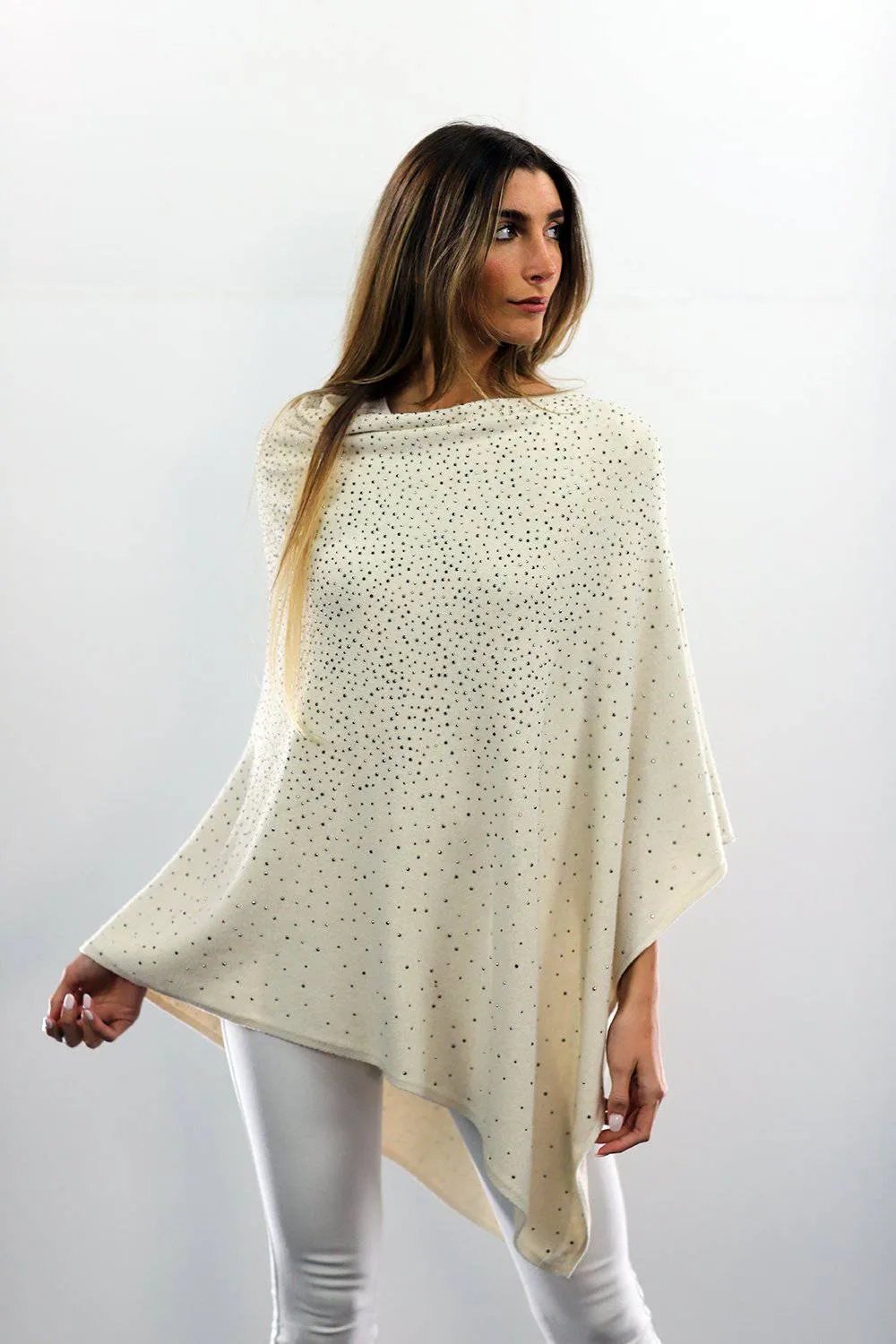 Poncho With Embellishments - Ivory