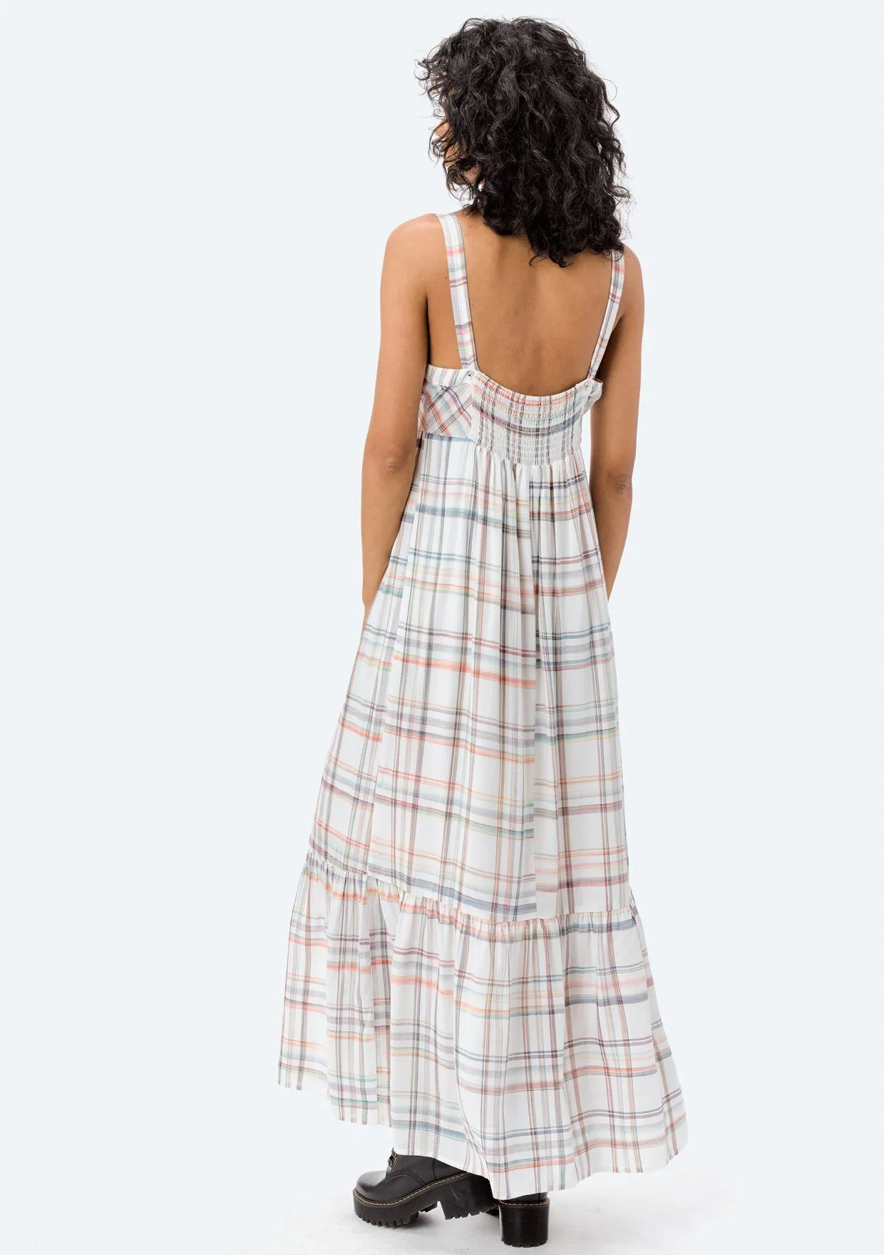 Rainbow Plaid Ruffle Maxi