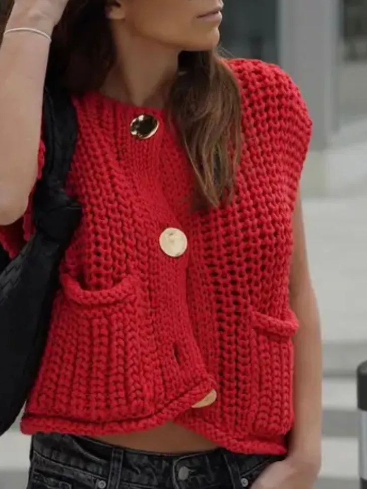 Red knitted vest