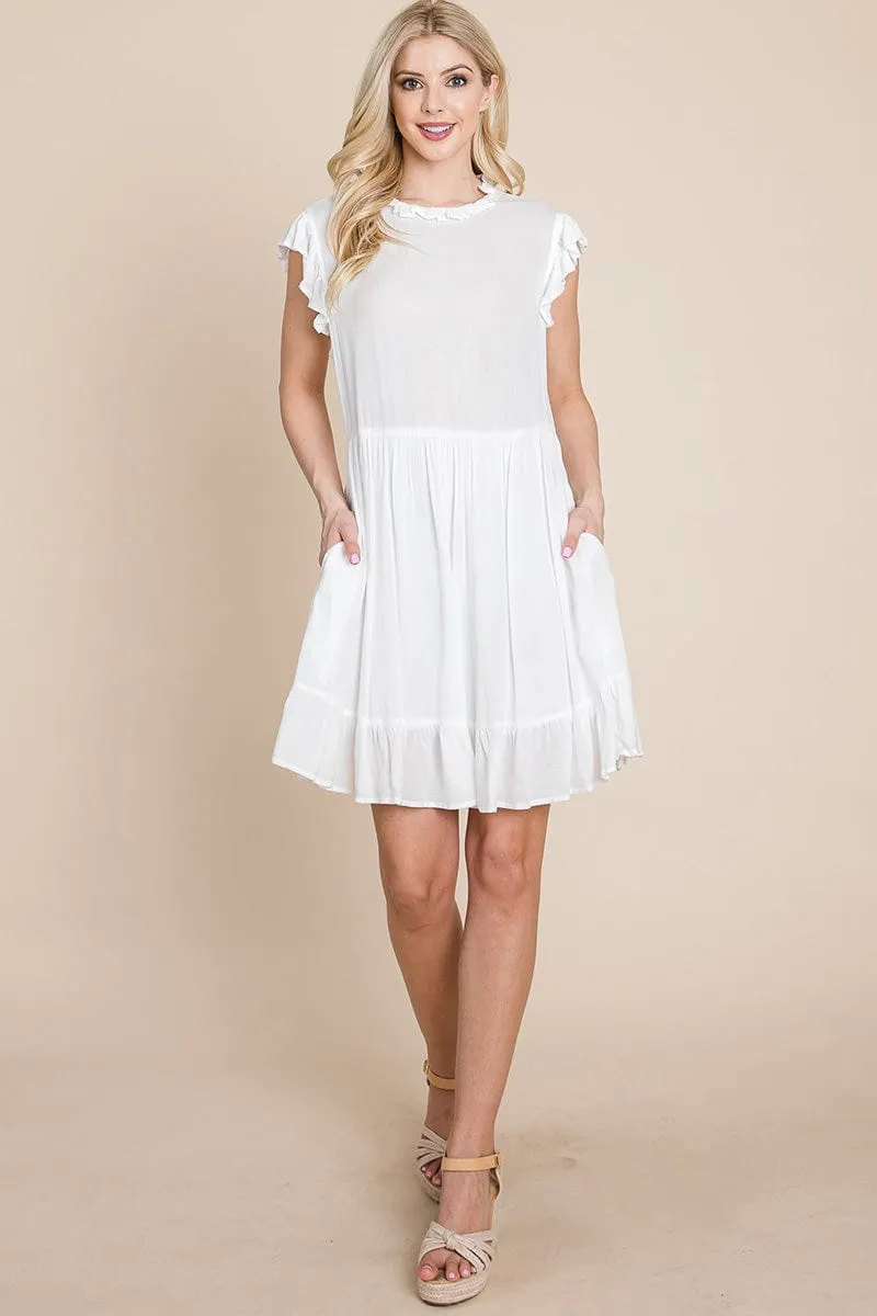 Ruffled Sleeveless Babydoll dress with pockets