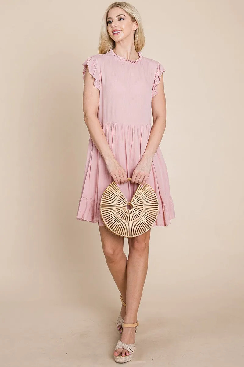 Ruffled Sleeveless Babydoll dress with pockets