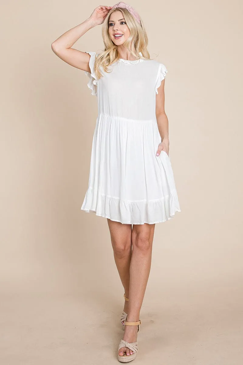 Ruffled Sleeveless Babydoll dress with pockets