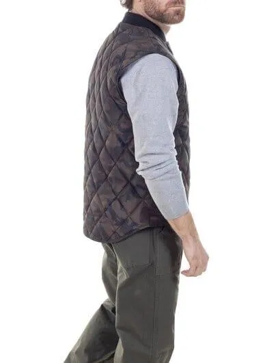 Schott NYC - Reversible Lightweight Quilted Down Filled Vest - Black/Camo