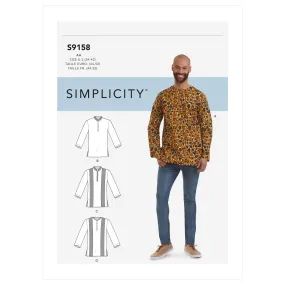 Simplicity Sewing Pattern S9158 Men's Half Buttoned Shirts