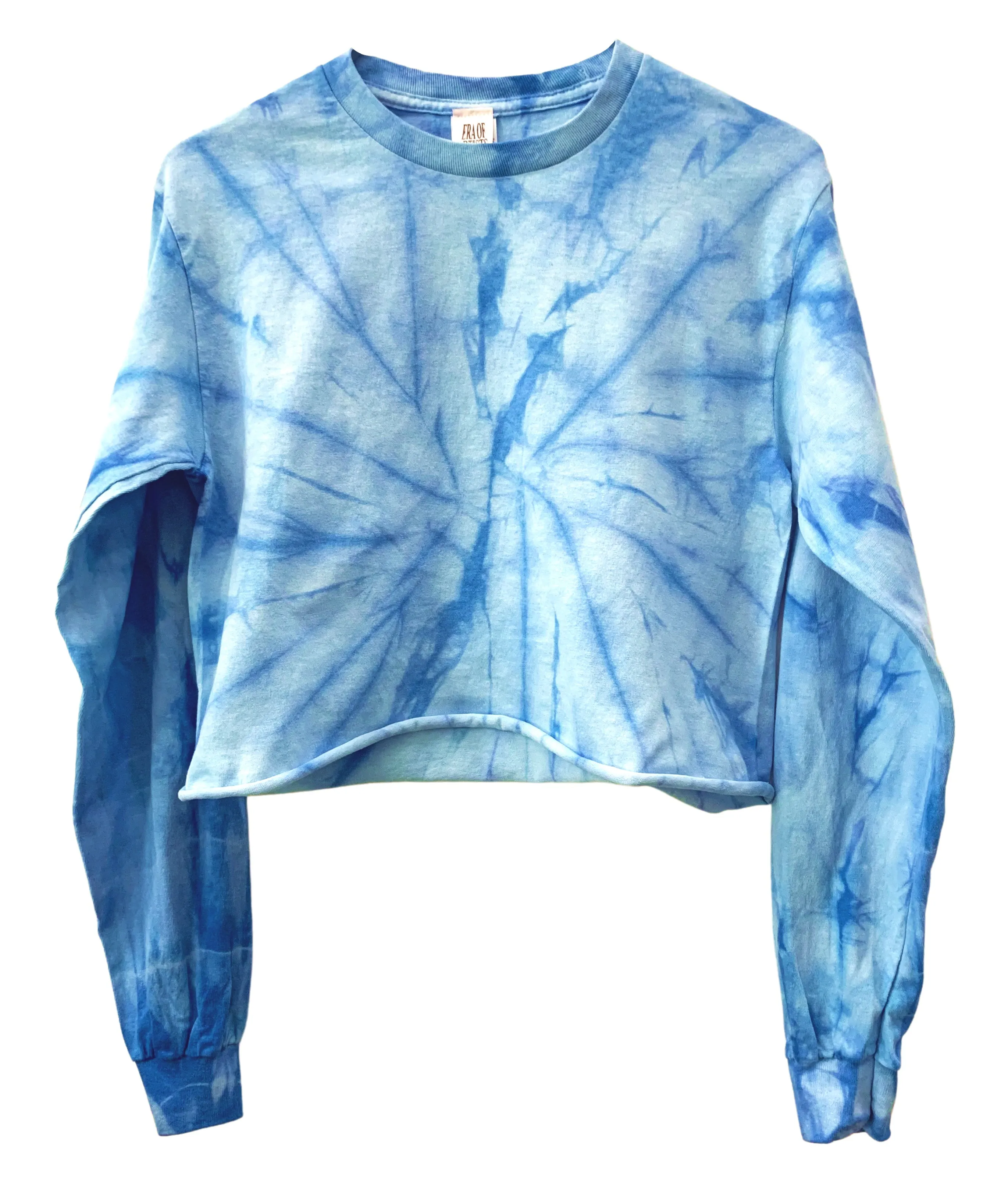 Sky Blue Tie-Dye Cropped Long Sleeve Unisex Tee