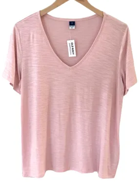 Soft Summer Blush Luxe Slub-Knit V-Neck Tee