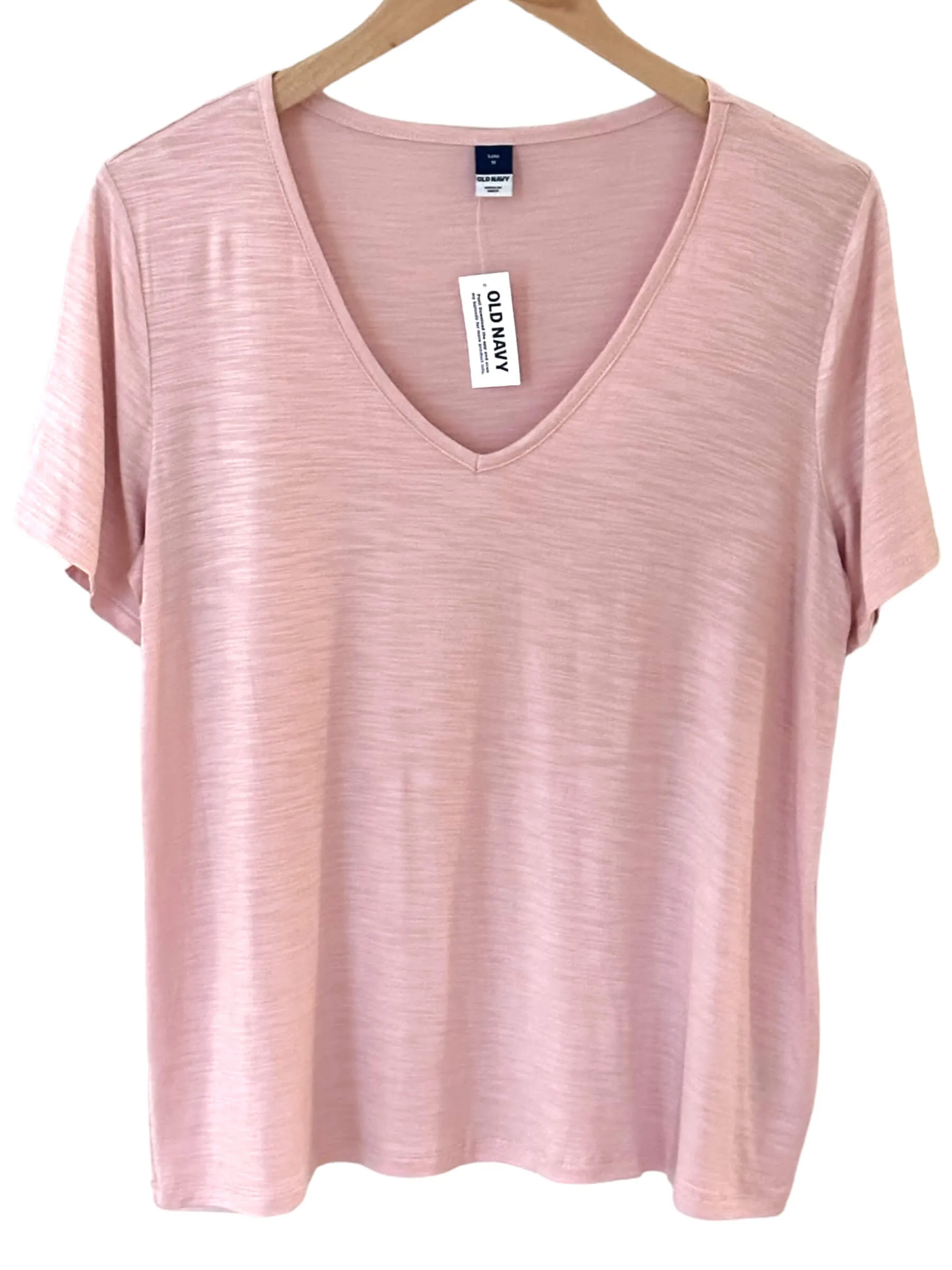 Soft Summer Blush Luxe Slub-Knit V-Neck Tee