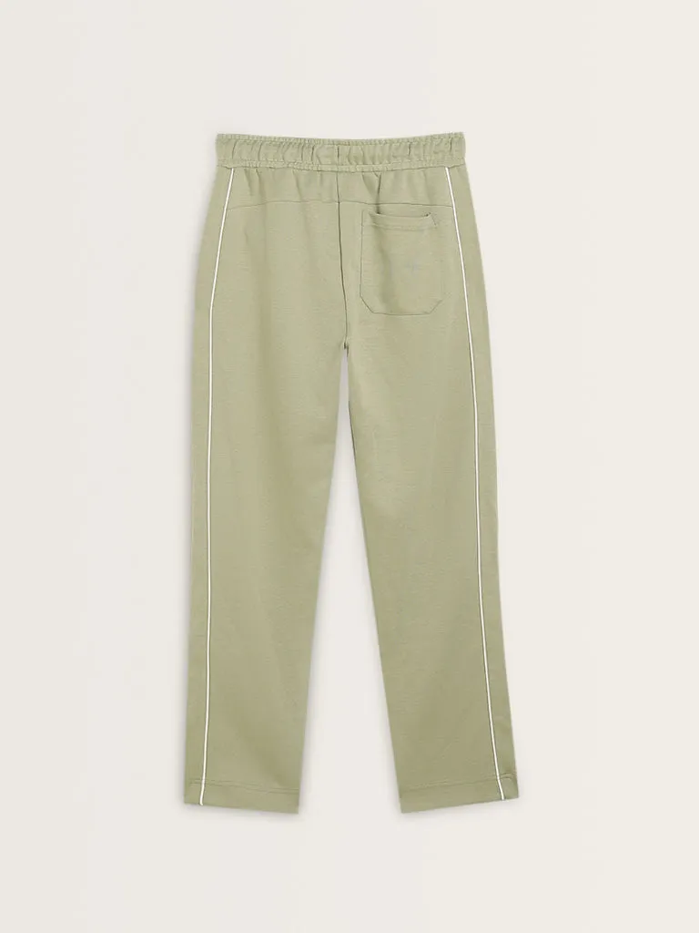 Studiofit Light Sage Relaxed Fit Cotton Blend Track Pants