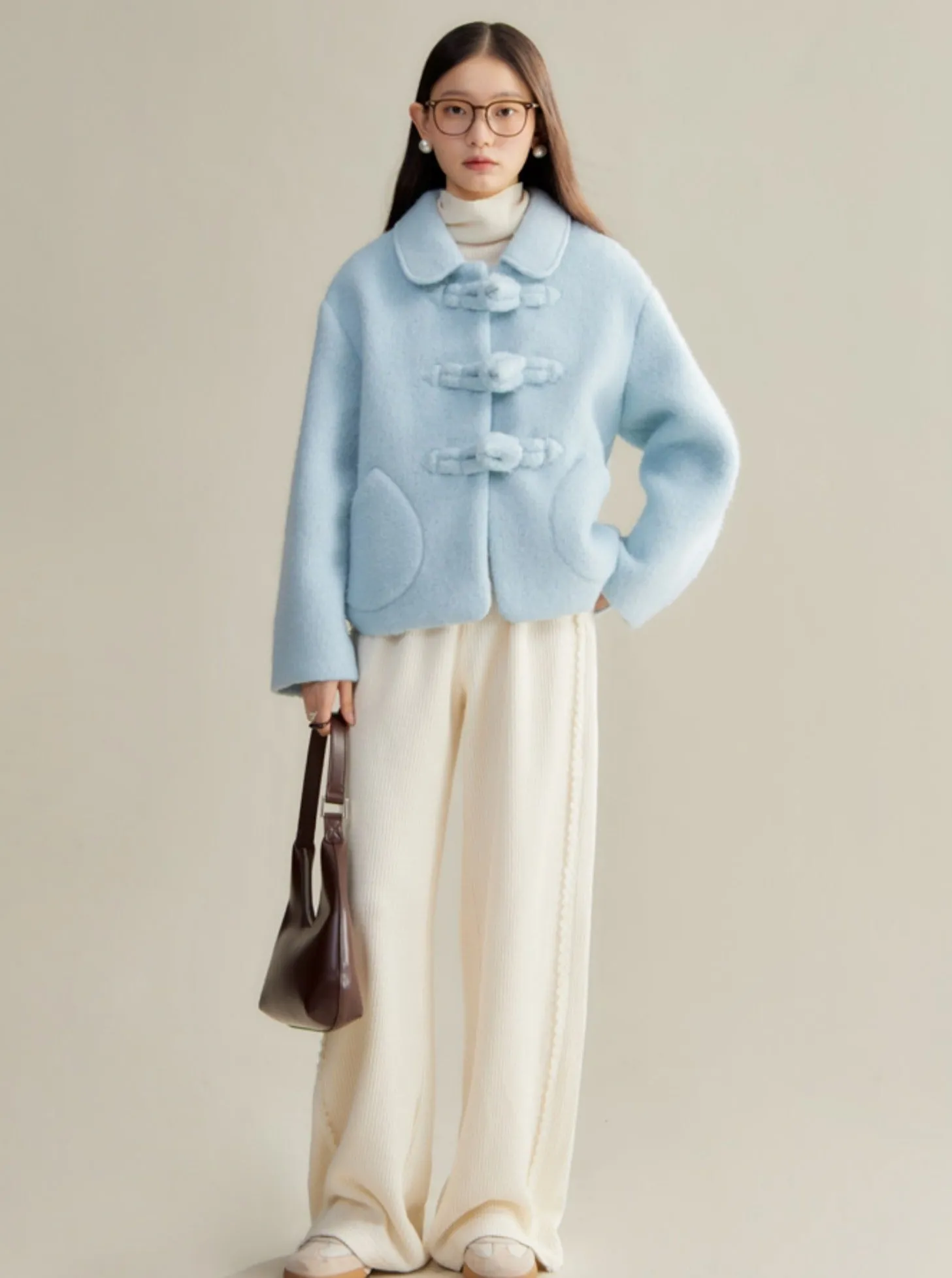 Sweet Pastel Blue Wool Coat