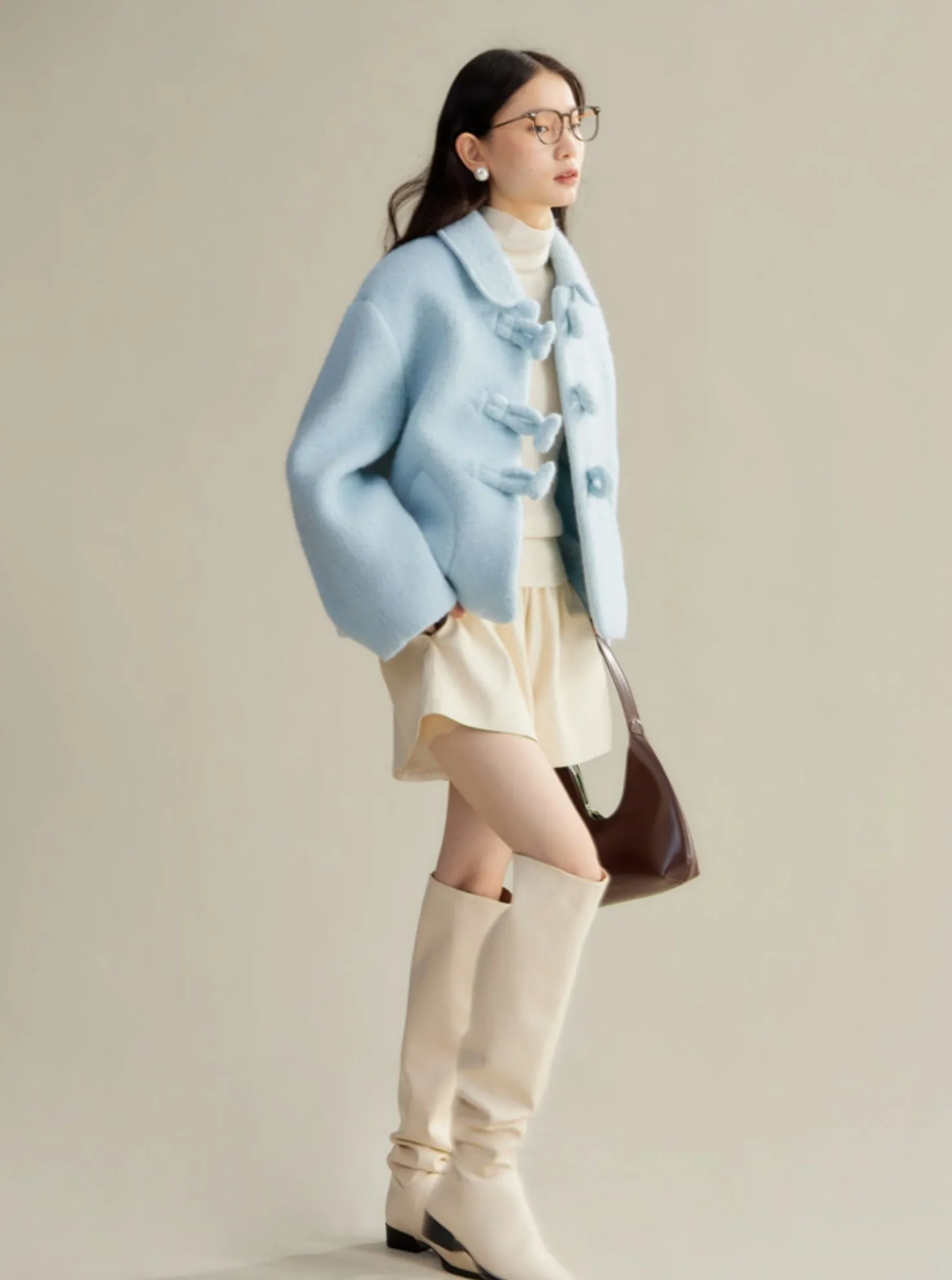 Sweet Pastel Blue Wool Coat