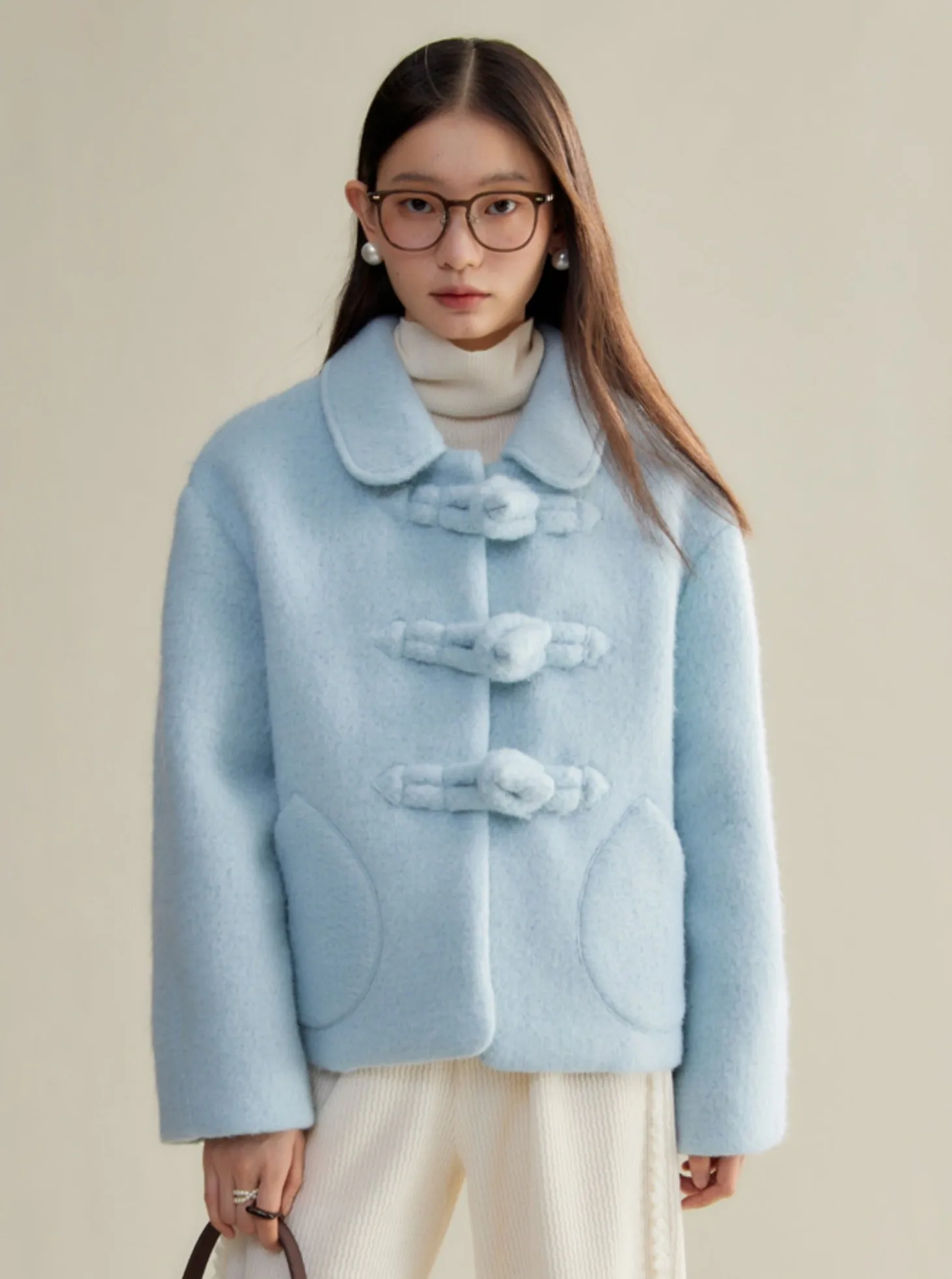 Sweet Pastel Blue Wool Coat