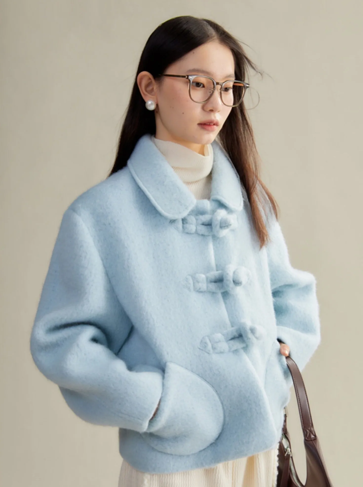 Sweet Pastel Blue Wool Coat