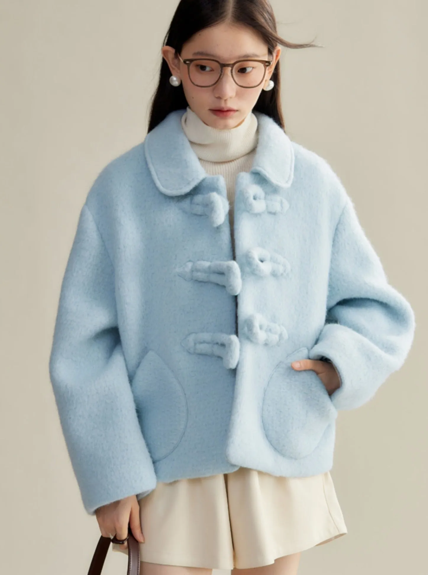 Sweet Pastel Blue Wool Coat