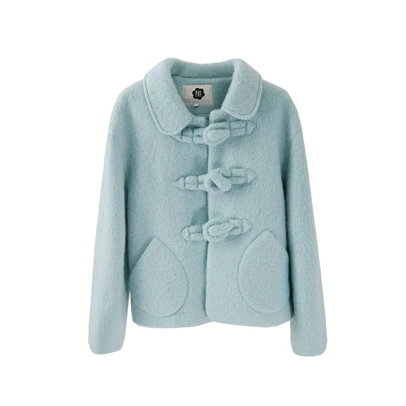 Sweet Pastel Blue Wool Coat