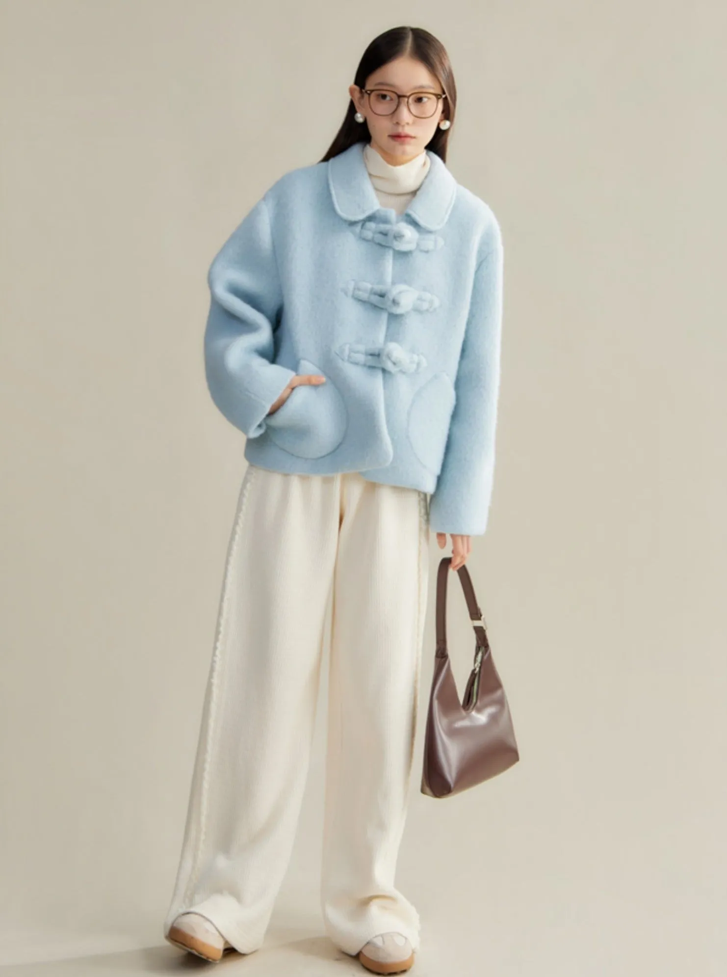 Sweet Pastel Blue Wool Coat