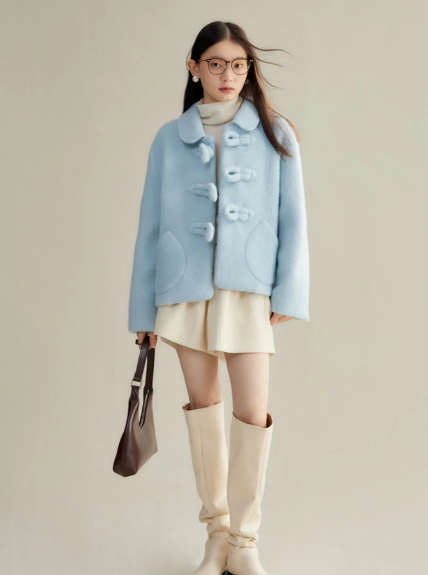 Sweet Pastel Blue Wool Coat