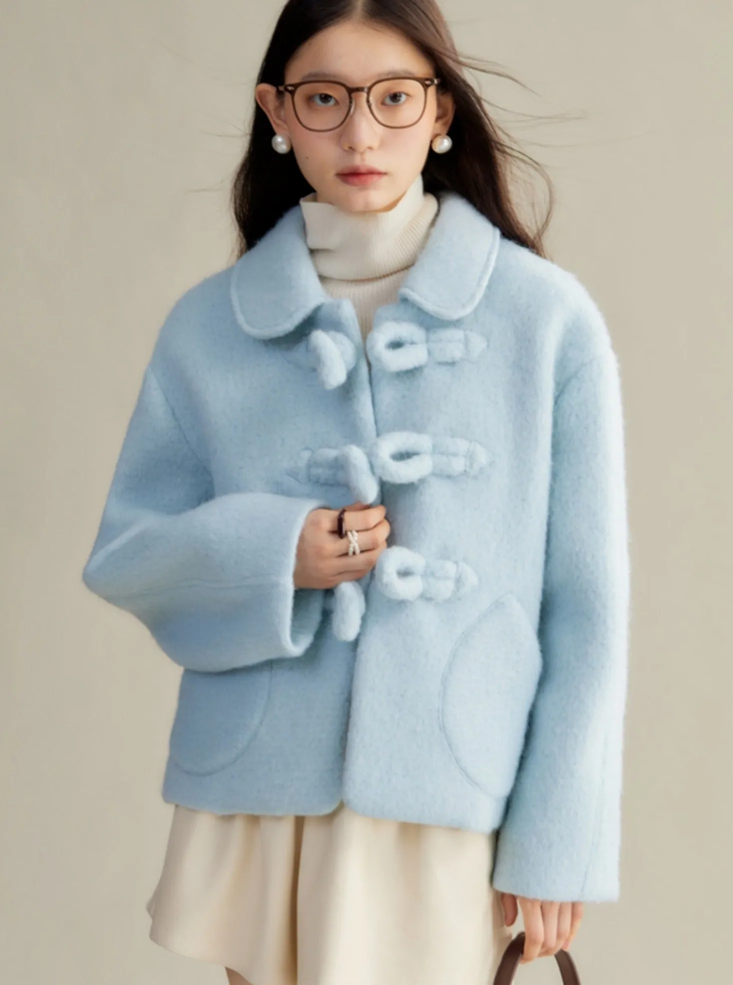 Sweet Pastel Blue Wool Coat